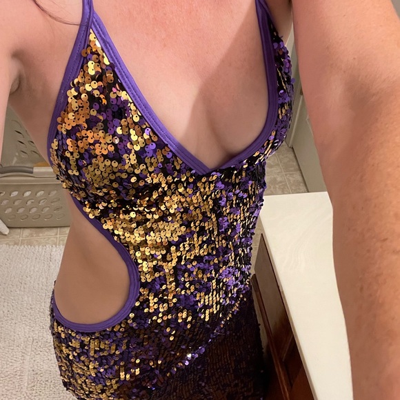 Purple and Gold glitter Dress Medium - Picture 1 of 7